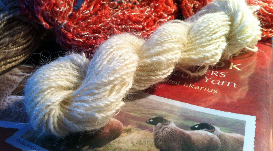 Finnsheep yarn on a sheepy book.